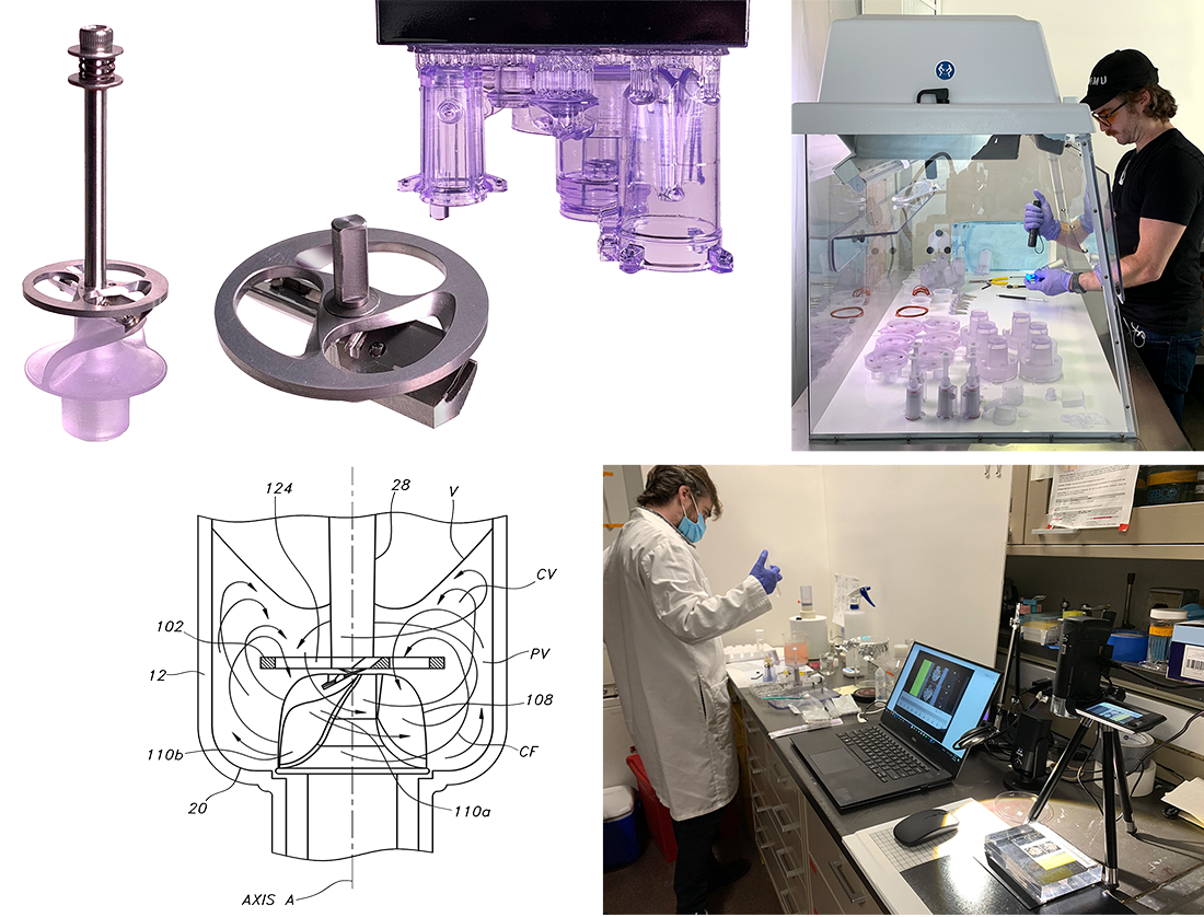 3D printed bio-polymer & machined stainless steel developmental models, methods, processes and patents were evolved in concert with frequent in-hospital lab studies